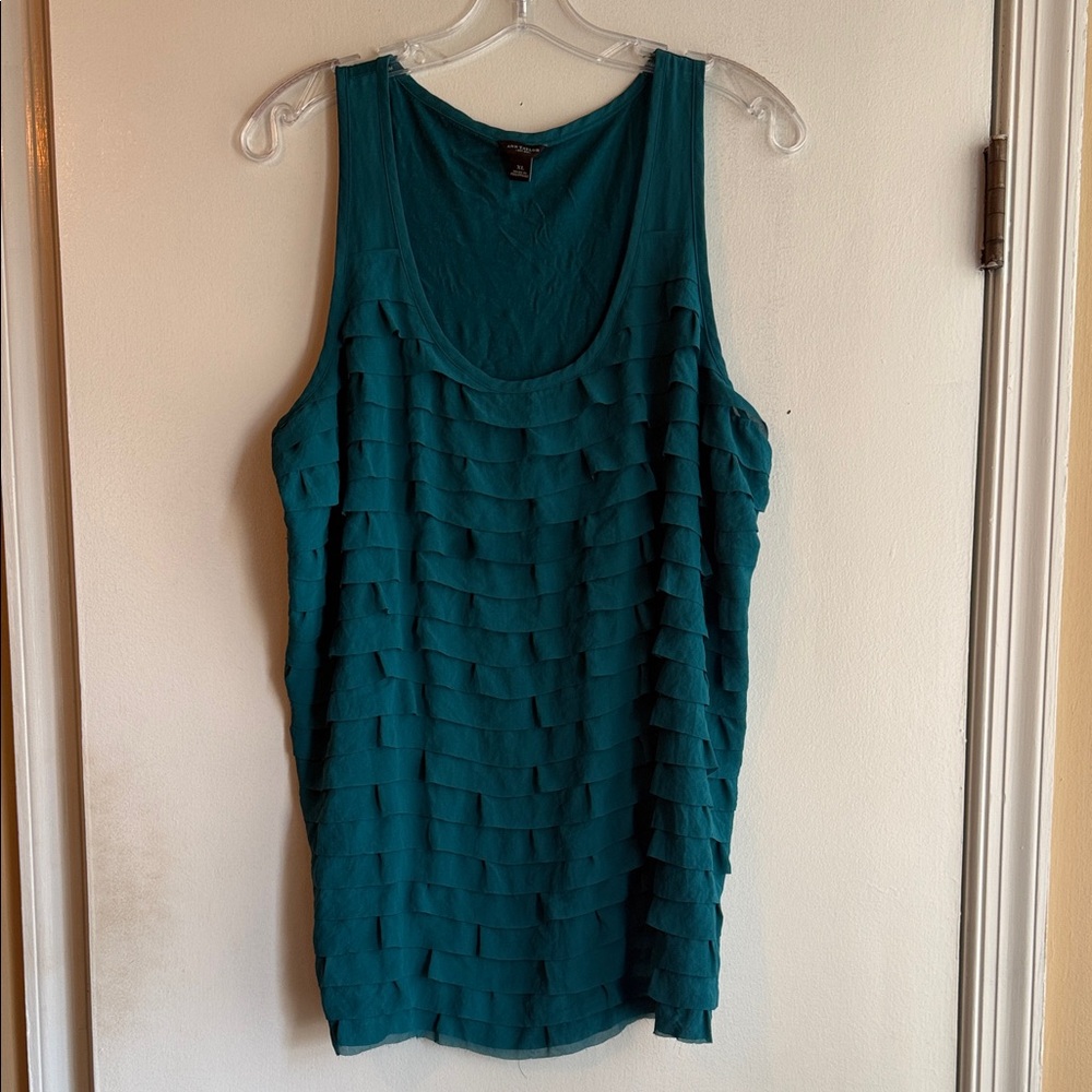 Ann Taylor Teal Ruffle Tank Top